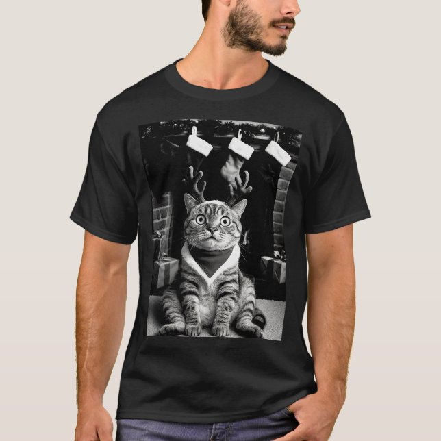 Funny Cat Taking A Selfie Christmas Xmas Pajamas H T-Shirt (Vorderseite)