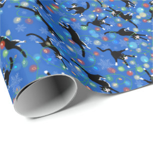 Funny Cat Tangle in Weihnachtslicht Geschenkpapier