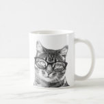 Funny Cat Tasse | Kitten mit Nerdbrille<br><div class="desc">Funny Cat Tasse | Kätzchen tragen Nerdbrille. Niedliche Geschenkidee für Katzenliebhaber / Besitzer / Person. Schwarz-Weiß-Abbildung.</div>