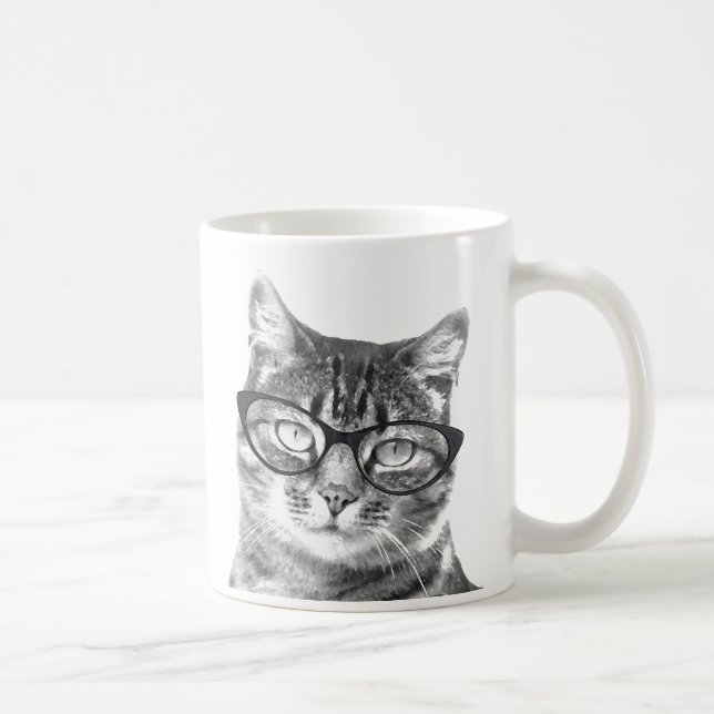 Funny Cat Tasse | Kitten mit Nerdbrille (Rechts)