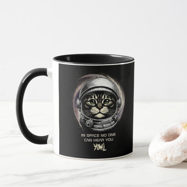 Funny Cat Tasse Spoof Space Parody - Bearbeitbarer (Mit Donut)