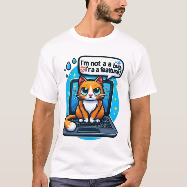Funny Cat Tech Meme | Niedlicher Programmierer, Ge T-Shirt (Vorderseite)