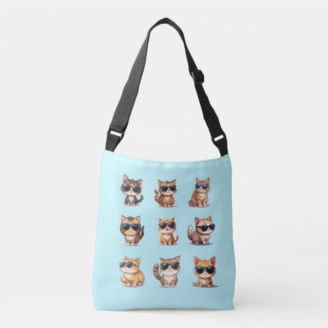 Funny Cat Thema Lässige Cross Body Tasche (Vorderseite)