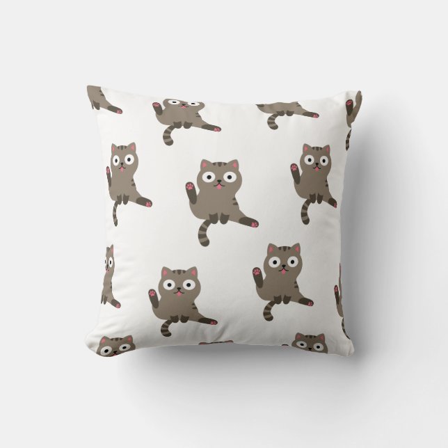 Funny Cat Throw Kissen (Vorderseite)