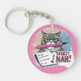 Funny Cat To Do List Pink Schlüsselanhänger