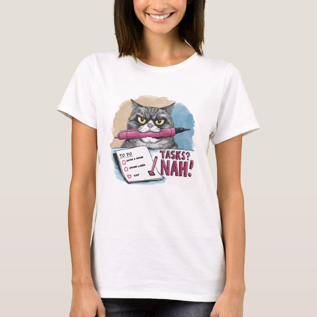 Funny Cat To Do List T-Shirt (Vorderseite)