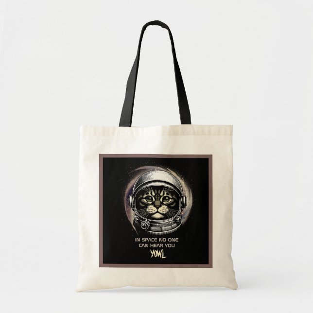 Funny Cat Tote Bag Space Parody - Bearbeitbarer Te Tragetasche (Vorne)