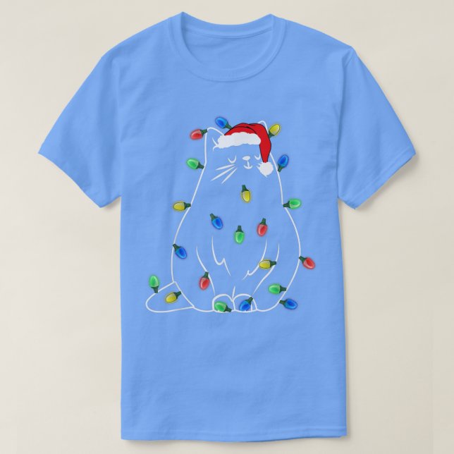 Funny Cat Tree Weihnachtslicht Weihnachten Weihnac T-Shirt (Design vorne)
