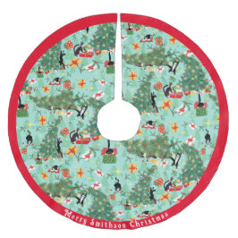 Funny Cat trifft Weihnachtsbaum Polyester Weihnachtsbaumdecke