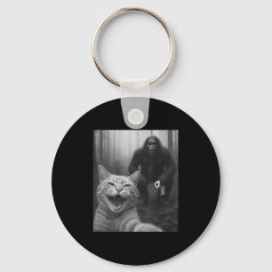 Funny Cat überrascht glücklich Selfie mit Bigfoot Schlüsselanhänger