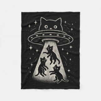 Funny Cat Ufo Niedlich Kitty Space Raumschiff Alie Fleecedecke