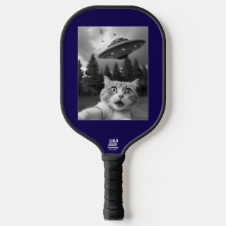 Funny Cat UFO Selfie Pickleball Schläger
