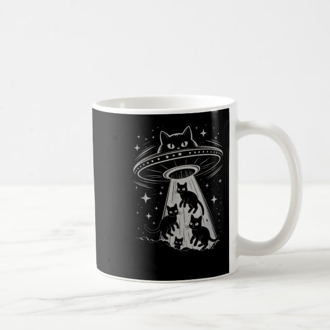Funny Cat Ufo Spaceship Alien Galaxy Ästhetische Kaffeetasse (Rechts)
