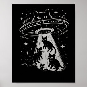 Funny Cat Ufo Spaceship Alien Galaxy Ästhetische Poster