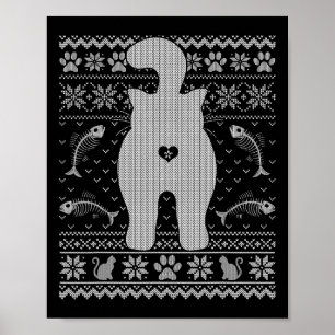 Funny Cat Ugly Christmas Sweater Familie Matching  Poster