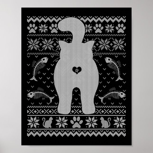 Funny Cat Ugly Christmas Sweater Familie Matching  Poster (Vorne)