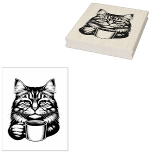 Funny Cat und Kaffee Gummistempel