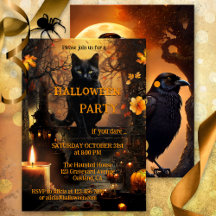 Funny Cat und Raven Halloween-Party