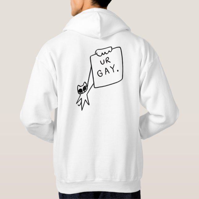 funny Cat “UR GAY” Hoodie Bold Minimalist Design  (Rückseite)