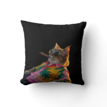 Funny Cat Vacation Pillow - Relaxen Geschenk für V