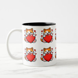 Funny Cat Valentine Gift for Cat Lovers Zweifarbige Tasse