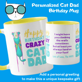 Funny Cat Vater Geburtstag - Klettern in den Walls Tasse