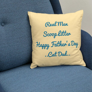 Funny Cat Vater Vatertag Geschenk Blue Beige Trend Kissen