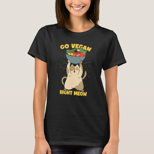 Funny Cat Veganism Plant Based Vegan T-Shirt (Vorderseite)