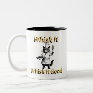 Funny Cat verkleidet als Koch Zweifarbige Tasse