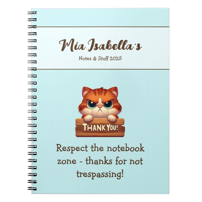 Funny Cat Vielen Dank Ihr Datenschutzschild indivi Notizblock (Vorderseite)