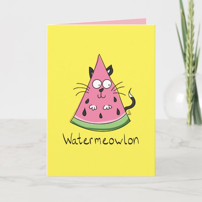 Funny Cat Watermelon Niedlich Kinder Karte (Vorderseite)