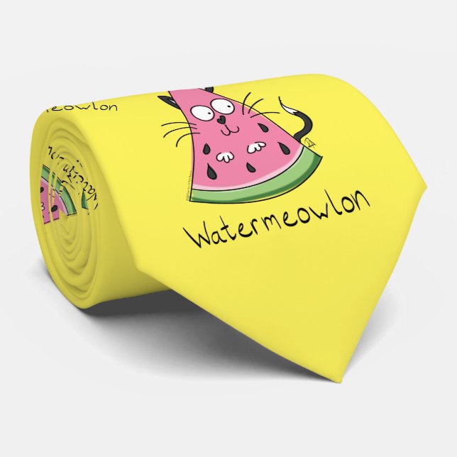 Funny Cat Watermelon Niedlich Kinder Krawatte (Gerollt)