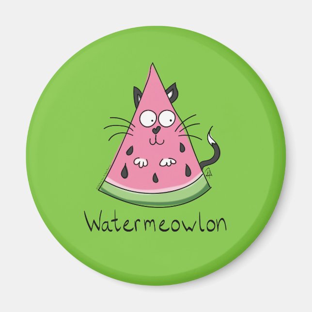 Funny Cat Watermelon Niedlich Kinder Magnet (Vorne)