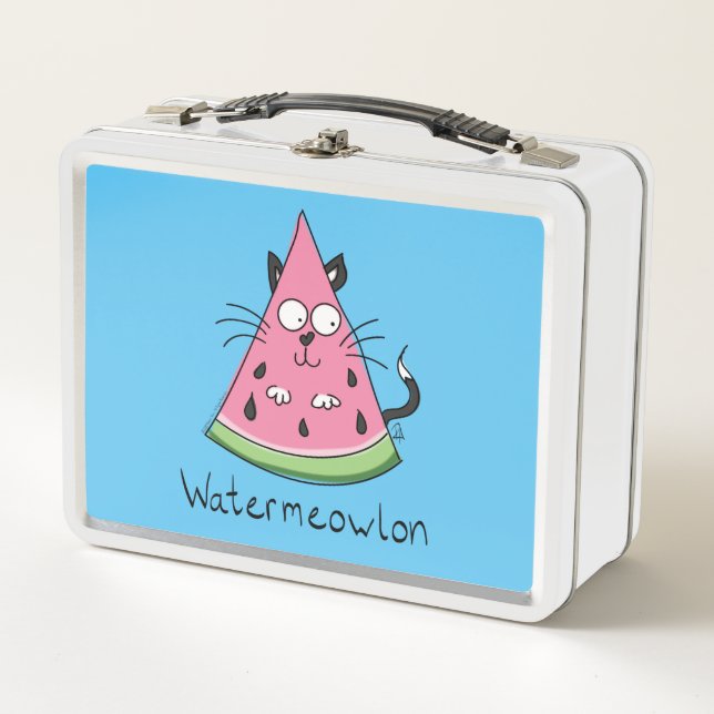Funny Cat Watermelon Niedlich Kinder Metall Brotdose (Vorderseite)