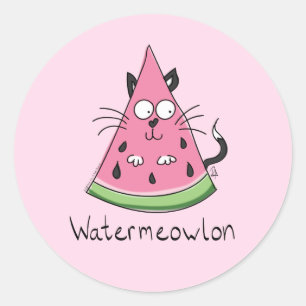Funny Cat Watermelon Niedlich Kinder Runder Aufkleber