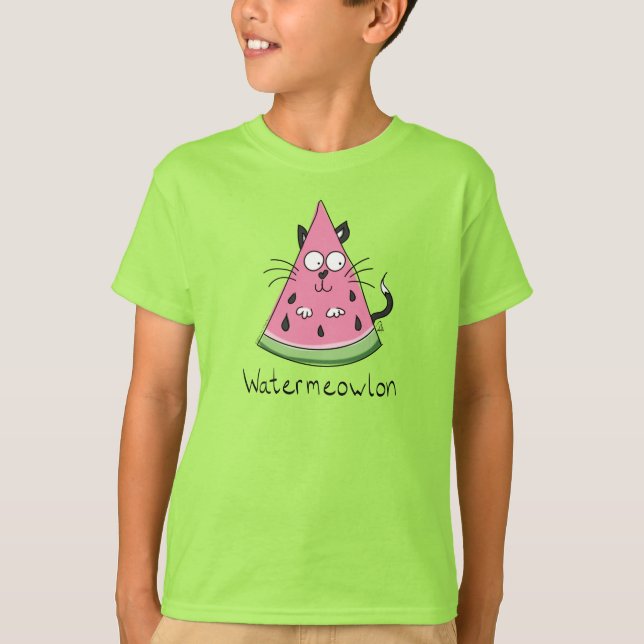 Funny Cat Watermelon Niedlich Kinder T-Shirt (Vorderseite)