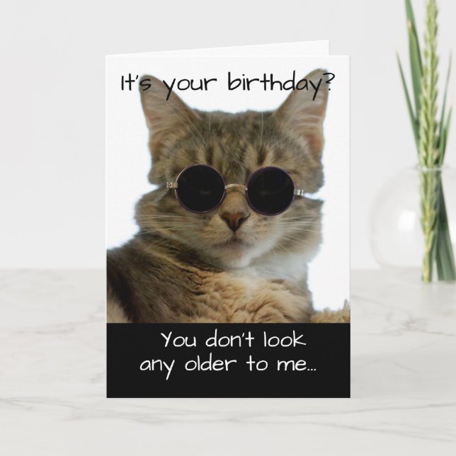 Funny Cat Wear Brillen Birthday Karte (Vorderseite)