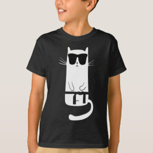 Funny Cat Wear Sungles Karate Judo Black Belt F T-Shirt