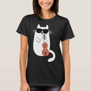 Funny Cat Wearing Sonnenbrille Viola spielen Viola T-Shirt