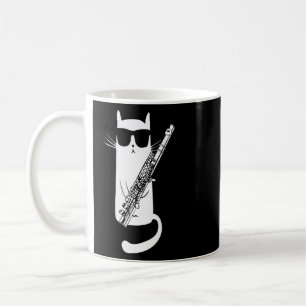 Funny Cat Wearing Sonnenbrillen Playing Flute Kaffeetasse