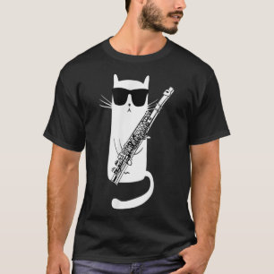 Funny Cat Wearing Sungasse Playing Flute Essenti T-Shirt