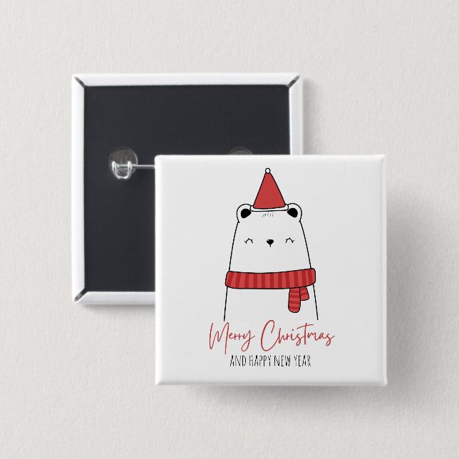 Funny Cat Weihnachten Button (Vorne & Hinten)