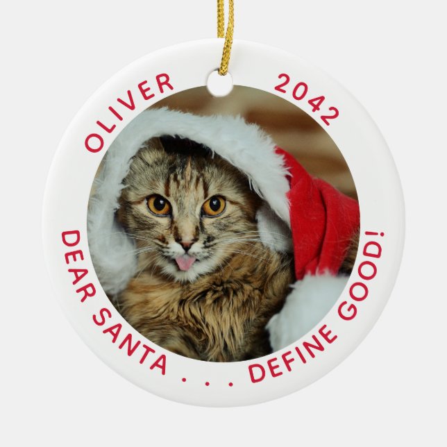 Funny Cat Weihnachten Keramik Ornament (Vorne)