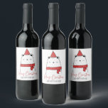 Funny Cat Weihnachten Weinetikett<br><div class="desc">Funny Cat Weihnachten Wein Label .</div>