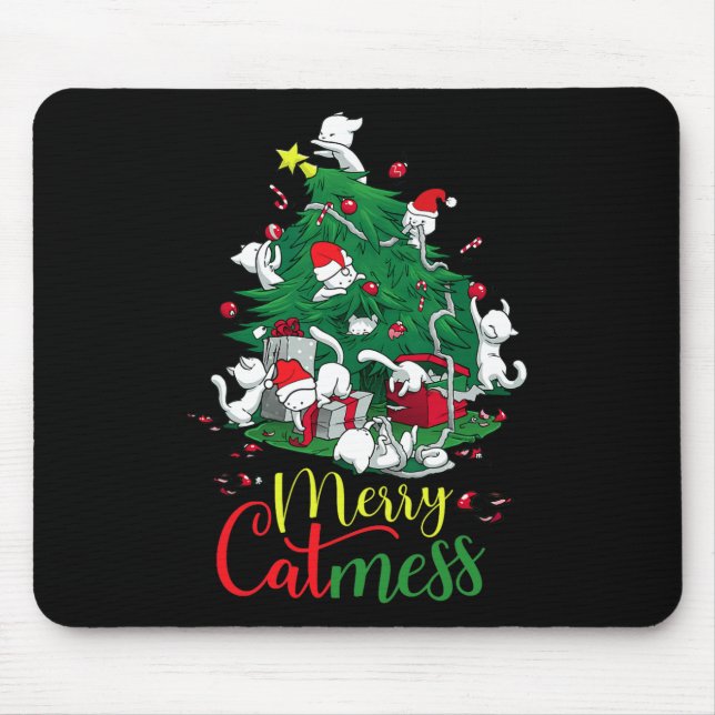 Funny Cat Weihnachtsbaum Frohe Katzen Lover Mousepad (Vorne)