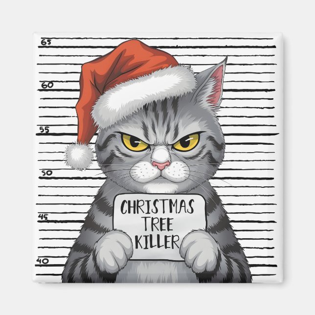 Funny Cat Weihnachtsbaum Killer Magnet (Vorne)