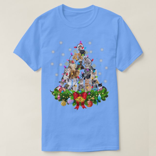Funny Cat Weihnachtsbaum Weihnachtsgeschenke T-Shirt (Design vorne)
