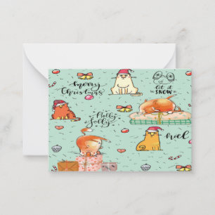 Funny Cat Weihnachtskarten Mitteilungskarte