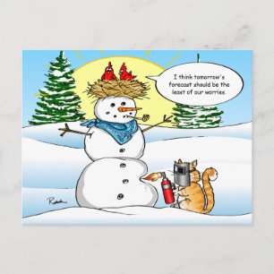 Funny Cat Weihnachtskarten   Tabby Snowman Ankündigungspostkarte