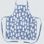 Funny Cat White Blue Schürze<br><div class="desc">Kleine, weiße Katzen auf blauem Hintergrund, perfekt für Tierfreunde. Originelle Kunst von Nic Squirrell.</div>